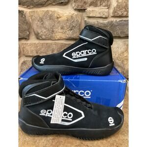 Sparco Pit Stop Racing Shoes Black Suede Mid Top Crew Sneakers Mens 10 New